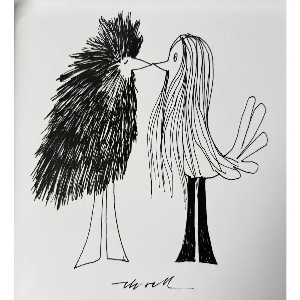 Olle Eksell Bird People IKEA Onskedrom Square Plastic Serving Tray Black White